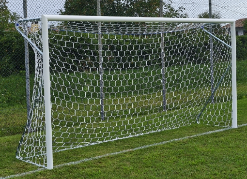 Снимка на Мобилна алуминиева футболна врата 4 × 2 m — Ø80 mm с включена мрежа — VI 6028