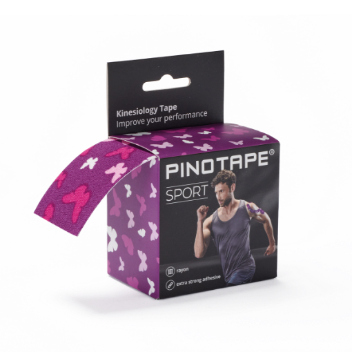 Снимка на Кинезио лента PINOTAPE® Sport - Лилава с пеперуди